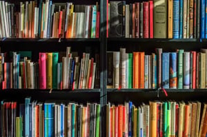 Bücher in einem Bücherregal